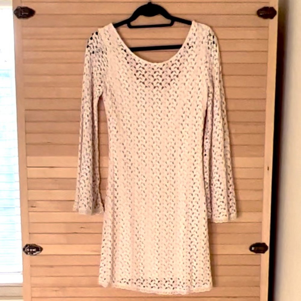 FREE PEOPLE CROCHET IVORY DRESS (M)